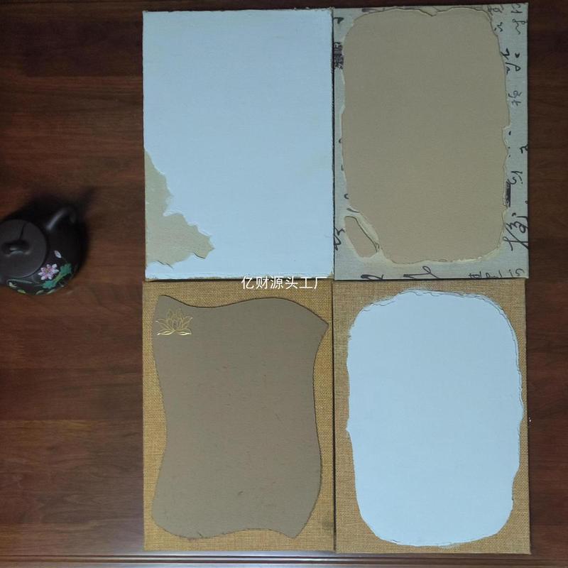 敦煌壁画泥板21X30厘米椴木底包亚麻不规则白墙皮泥皮艺培研国学