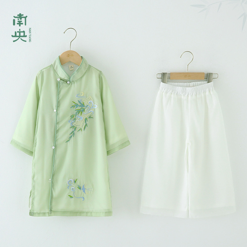 中国风童装汉服男童圆领袍春秋季长袖套装儿童唐装宋制长袍演出服