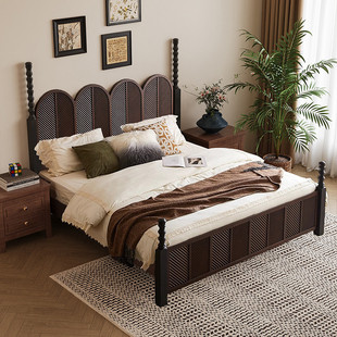 高端品牌中古实木床法式复古美式床1米8双人床轻奢床主卧大床婚床