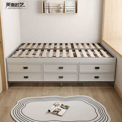 定制无床头1.2米床榻榻米小户型高箱单人储物收纳箱体排骨架床135