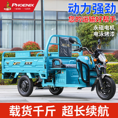 凤凰品牌电动三轮车拉货家用载重王农用快递爬坡大功率厂家直销车