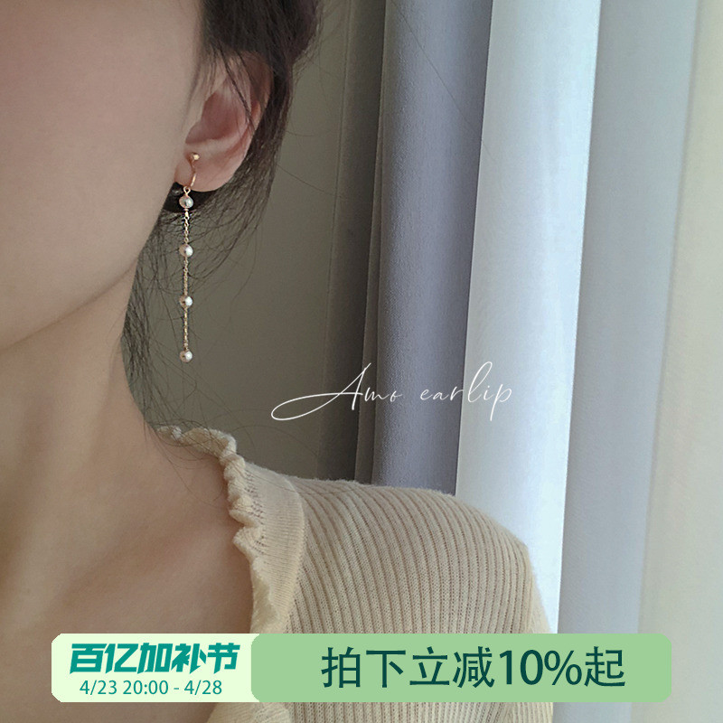 珍珠流苏耳夹女无耳洞小众设计高级感蚊香盘新年耳饰2025年新款