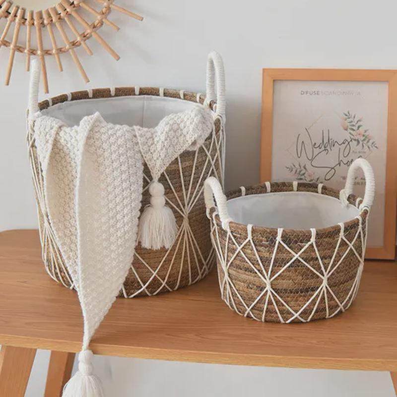 带脏衣布衬玩具家用置物筐脏衣篓装饰编织民宿草编收纳筐杂物篮子,商业/办公家具,办公茶水柜,淘宝优惠券,粉丝福利购,淘宝优惠卷