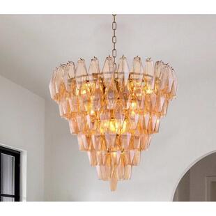 法式玻璃穆拉诺中古别墅彩色复式楼大厅客厅吊灯楼梯餐厅卧室灯具