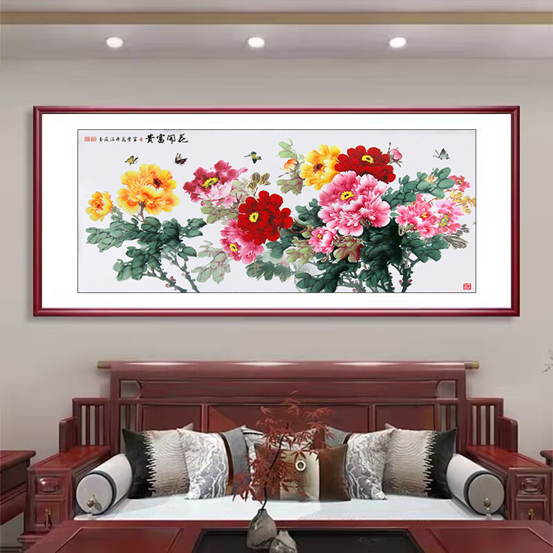 花开富贵钻石画2025新款满钻客厅大幅中式牡丹花手工水晶钻十字绣