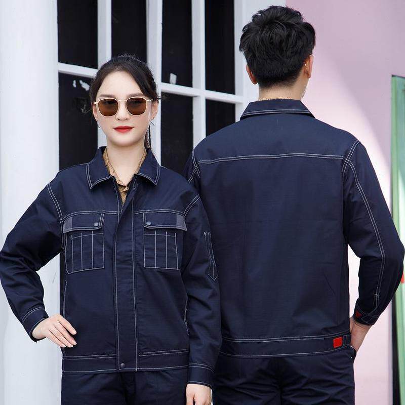 劳保服工地工工作服男工厂车间加厚女电焊撕裂防汽修长袖套装耐磨