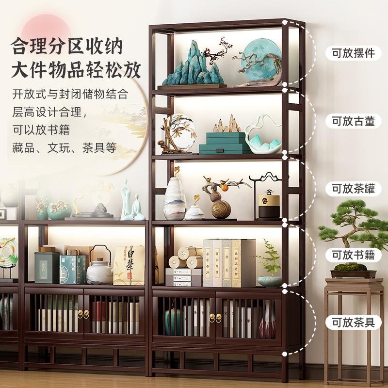 新中式博古架多宝阁架子茶柜置物架茶叶展示架紫砂壶摆放架非实木