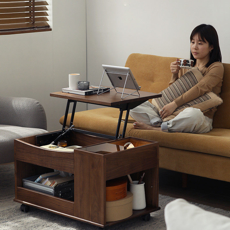 北美黑胡桃木可升降移动边柜客厅多功能小户型茶几小推车沙发边几,住宅家具,可移动边柜,淘宝优惠券,粉丝福利购,淘宝优惠卷