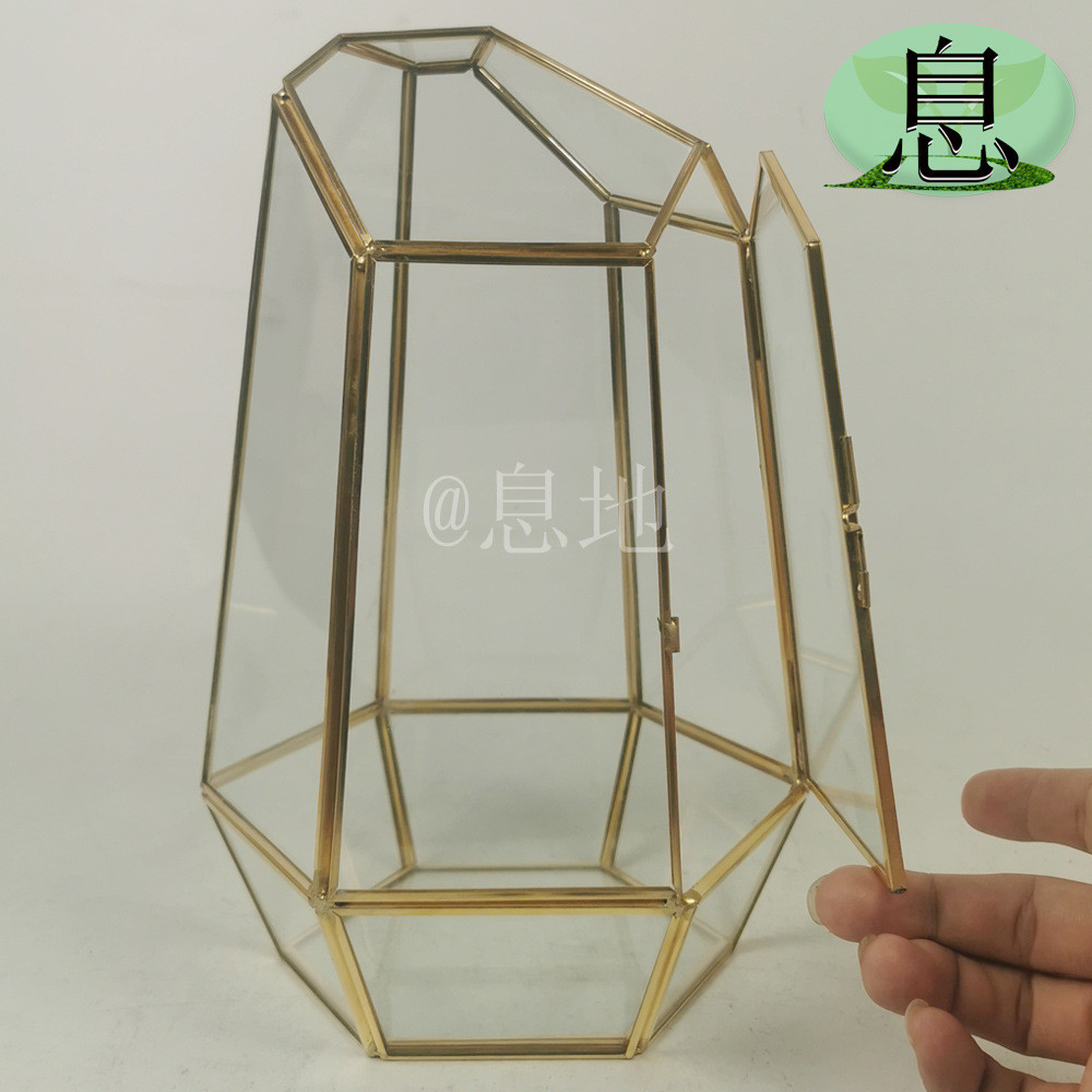 促销18035c带门包邮!工厂直销金色微景观玻璃多肉花房花盒