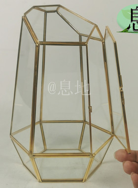 促销18035c带门包邮!工厂直销金色微景观玻璃多肉花房花盒