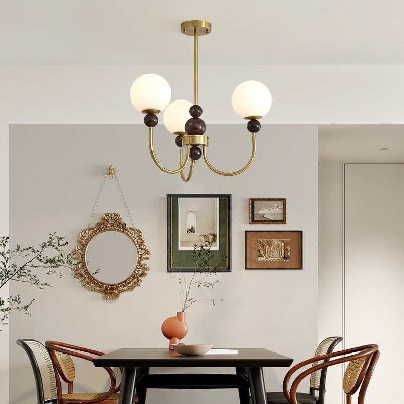 法式南洋吊灯魔豆灯美式复古客厅书房中古衣帽间灯胡桃木卧室灯具