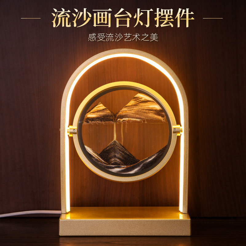3d立体流沙画沙漏摆件夜灯台灯创意动态解压客厅卧室装饰生日礼物图片