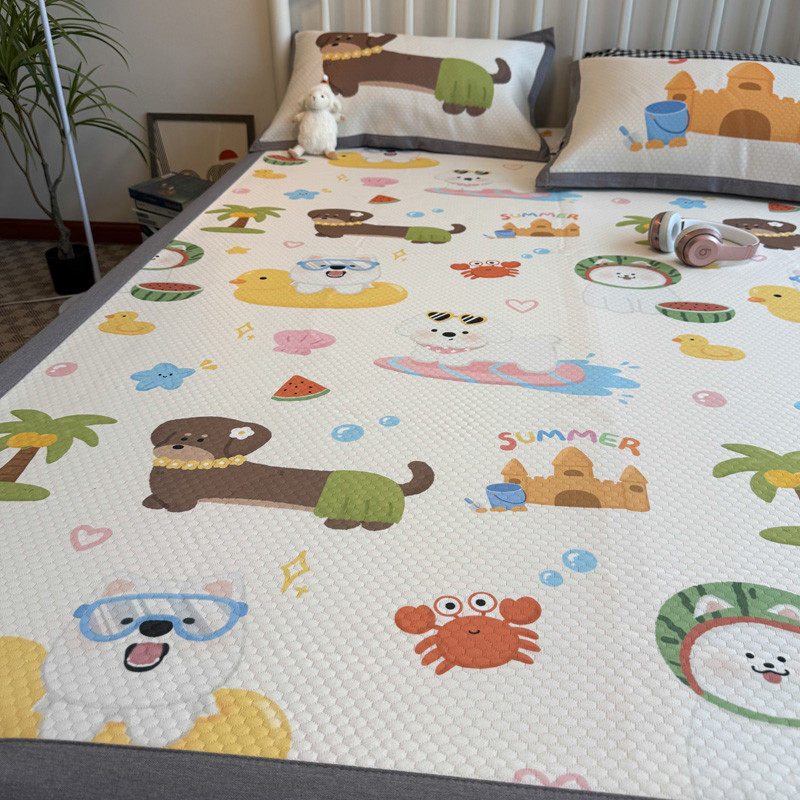 夏季可机洗凉感席子空调席软席冰豆豆冰丝凉席三件套1.8m床冰丝席,床上用品,冰丝席,淘宝优惠券,粉丝福利购,淘宝优惠卷