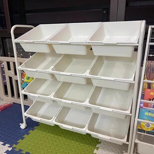 多层儿童玩具收纳架置物架大容量移动落地收纳柜宝宝收纳推车架子