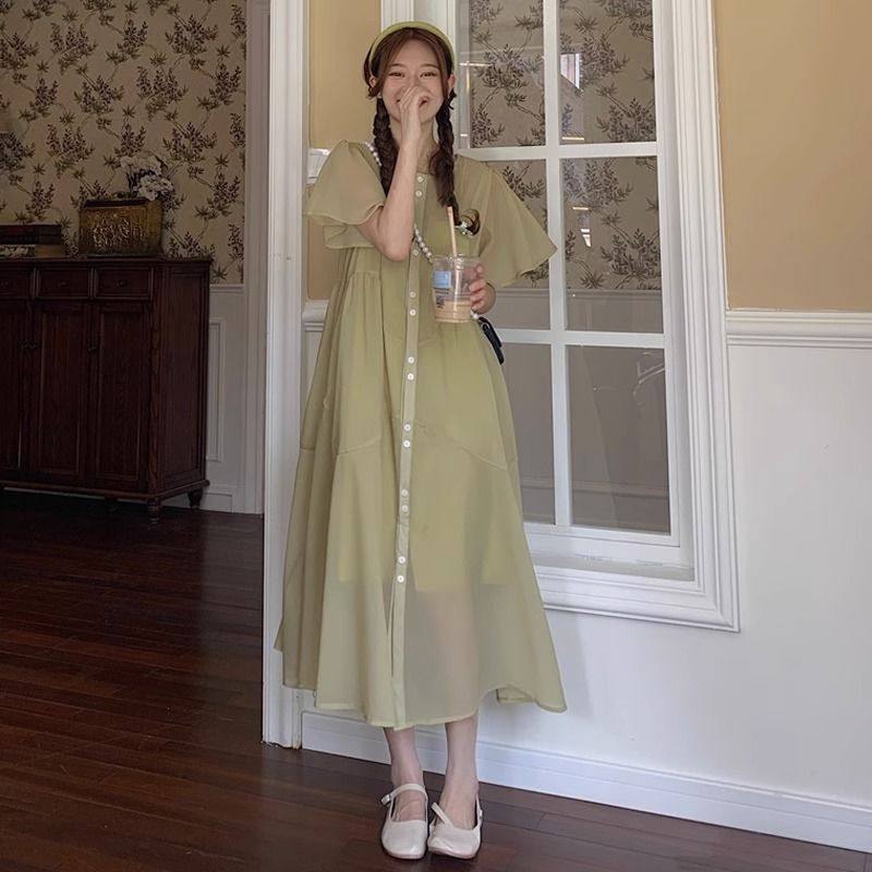 大码300斤法式温柔风女夏季胖mm设计感气质显瘦过膝A字,女装/女士精品,连衣裙,淘宝优惠券,粉丝福利购,淘宝优惠卷