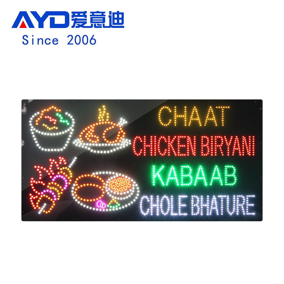 厂家销供LED美食广告牌欧美款式跨境电商亚马逊90*60CM指示灯牌