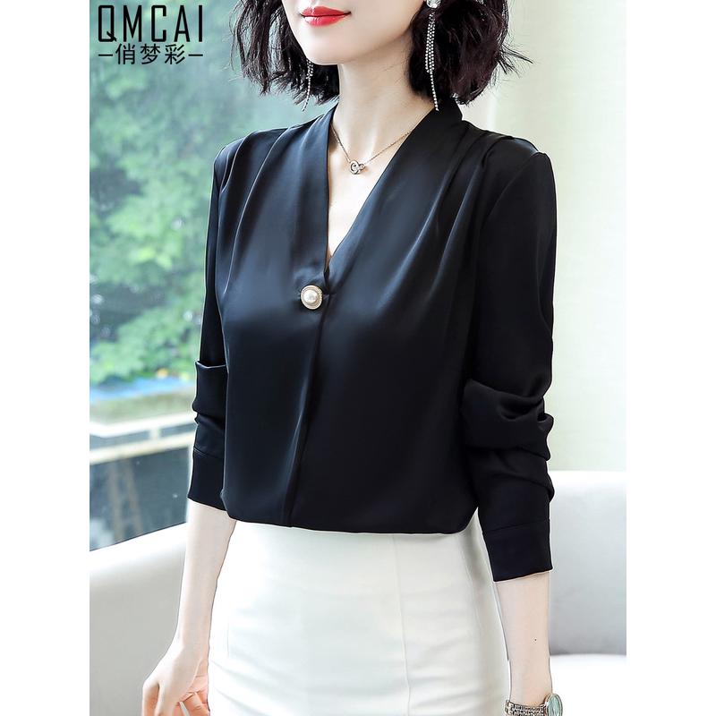 新品2025春季女装新款潮气质雪纺衬衫女士时尚洋气长袖打底衫春季