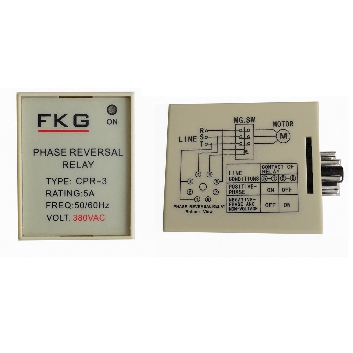 CPR-3 5A相序保护器AC380V模温机相序继电器保护开关FKG原装正品