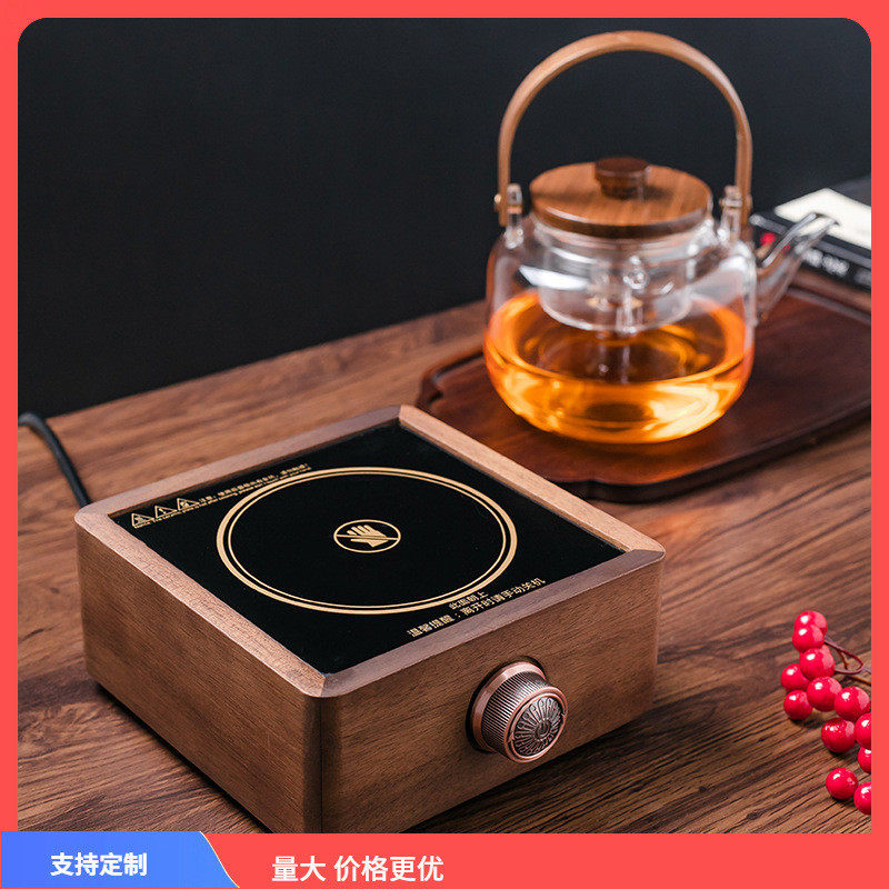 ?胡桃木电陶炉煮茶器围炉煮茶家用室内的电热烧水壶电磁炉小型
