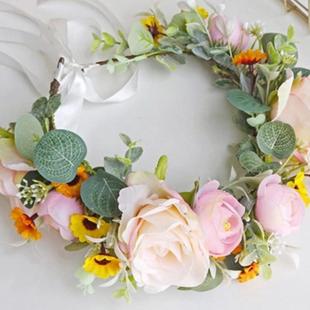 高档节六小女孩头饰儿童森系旅游演一舞台头戴表彩色发箍拍照花环