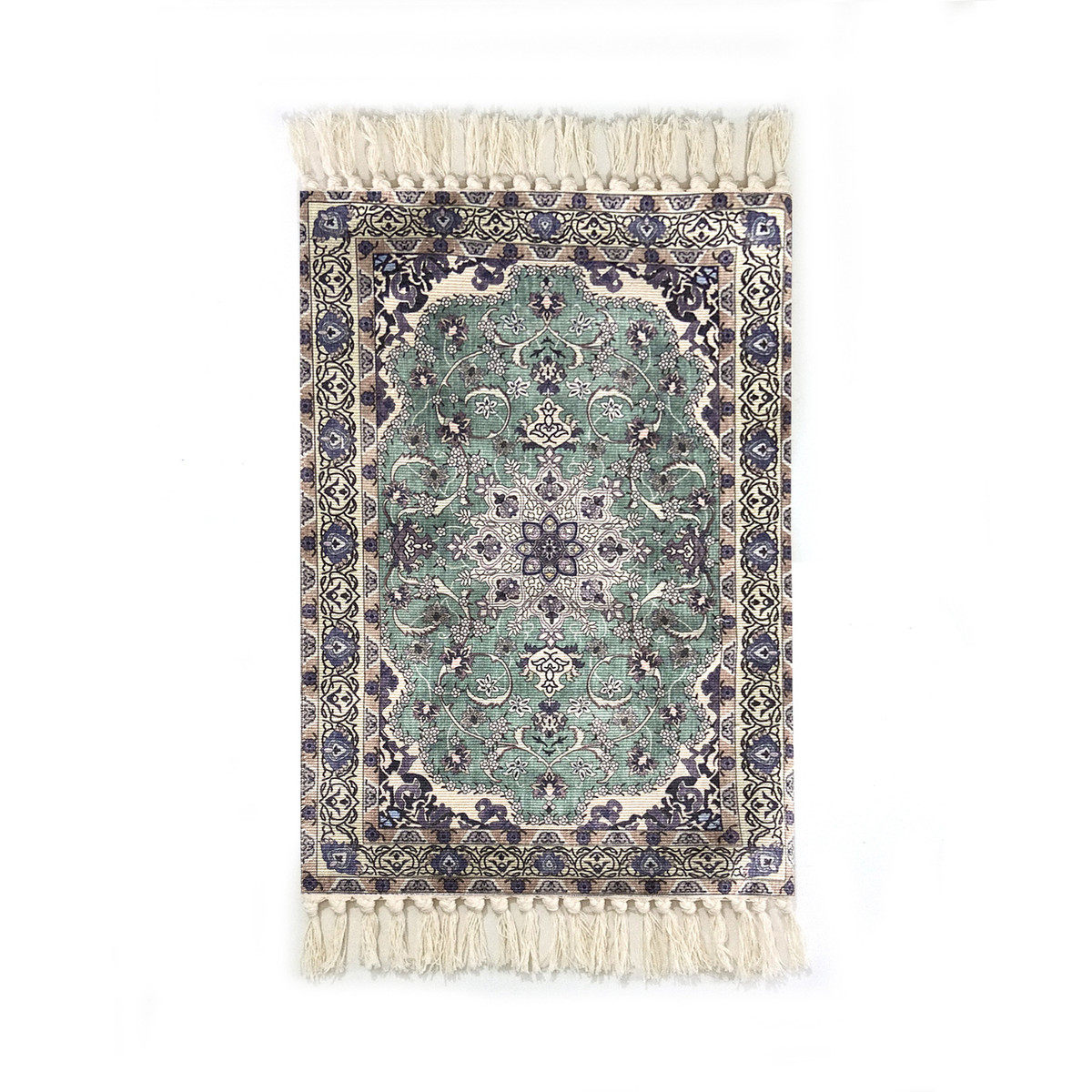 代发地中海波斯花卉民族风绿色手工打结流苏涤棉麻感地垫地毯,居家布艺,地毯,淘宝优惠券,粉丝福利购,淘宝优惠卷