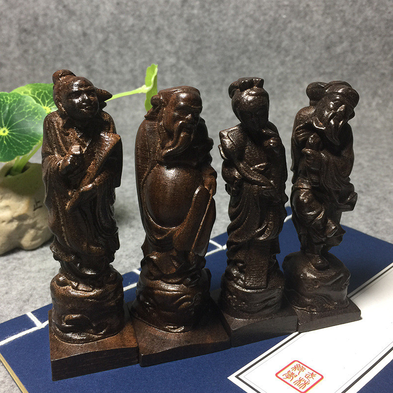 越南沉香木皮黑木雕八仙办公室家居像工艺品摆件