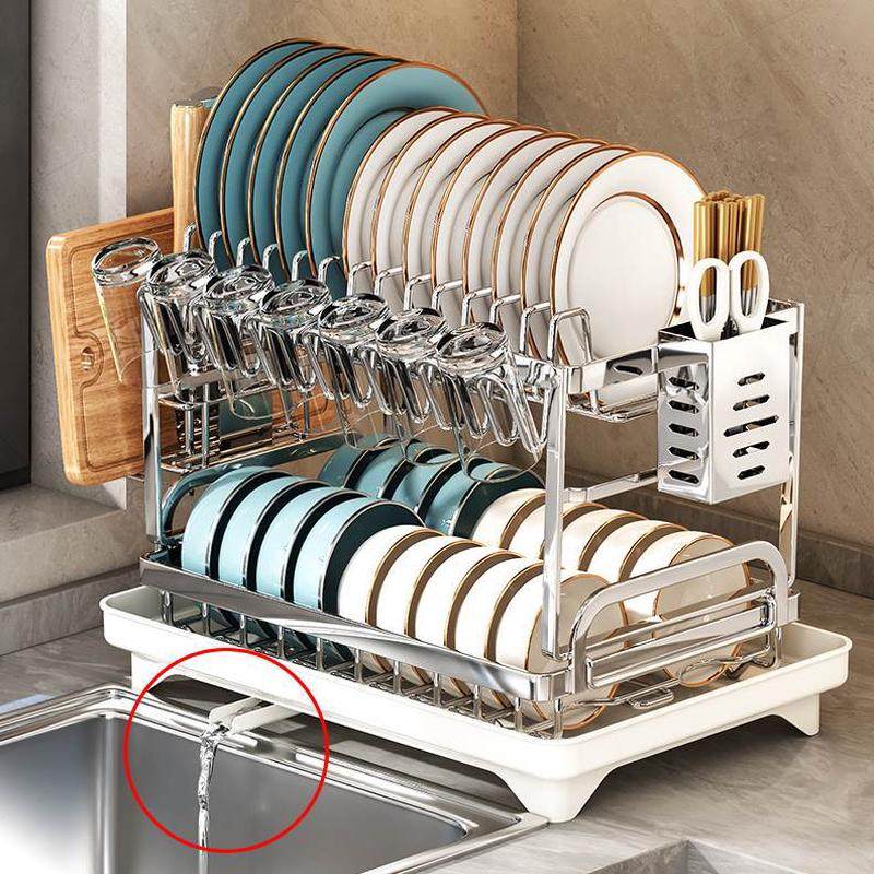 排水双层沥水架碗碟收纳架筷放碗沥水篮碗盘碗架不锈钢厨房置物架,厨房/烹饪用具,碗架,淘宝优惠券,粉丝福利购,淘宝优惠卷