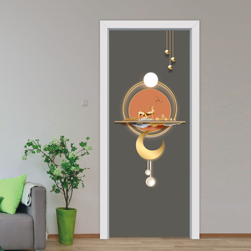 门贴纸整张木门翻新自粘卧室门玻璃门贴纸装饰电梯贴膜墙贴画q189