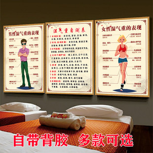 湿气重自测表排寒排湿海报中医养生馆贴纸艾灸拔罐写真寒湿体质图