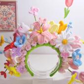 浔埔围花簪拍摄道具女一泉州簪材料包花扭扭棒diy手工六头饰头箍