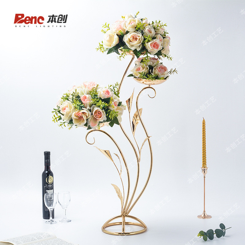 酒店展厅主桌装饰用品舞台鲜花道具展示架子婚庆路引几何铁艺花架