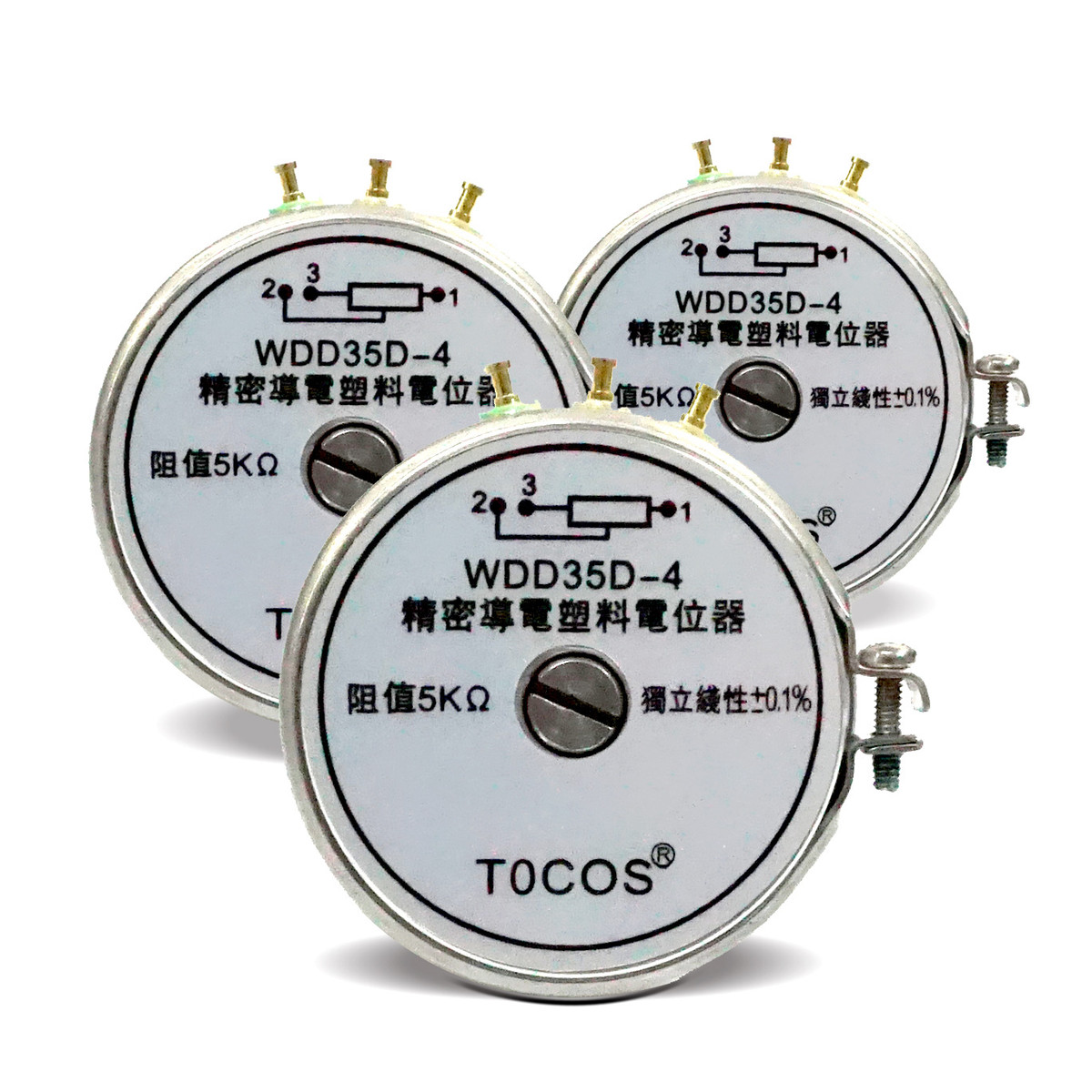 WDD35D-4精密导电塑料电位器0.1%角位移传感器360度旋转电位器