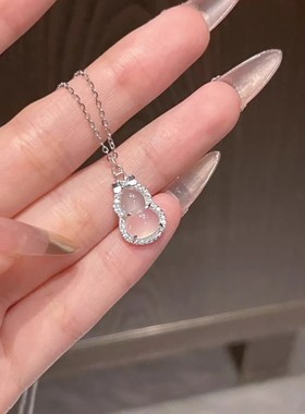 冰萃白玉髓小葫芦项链女纯银999小众新中式蝴蝶结吊坠母亲节礼物