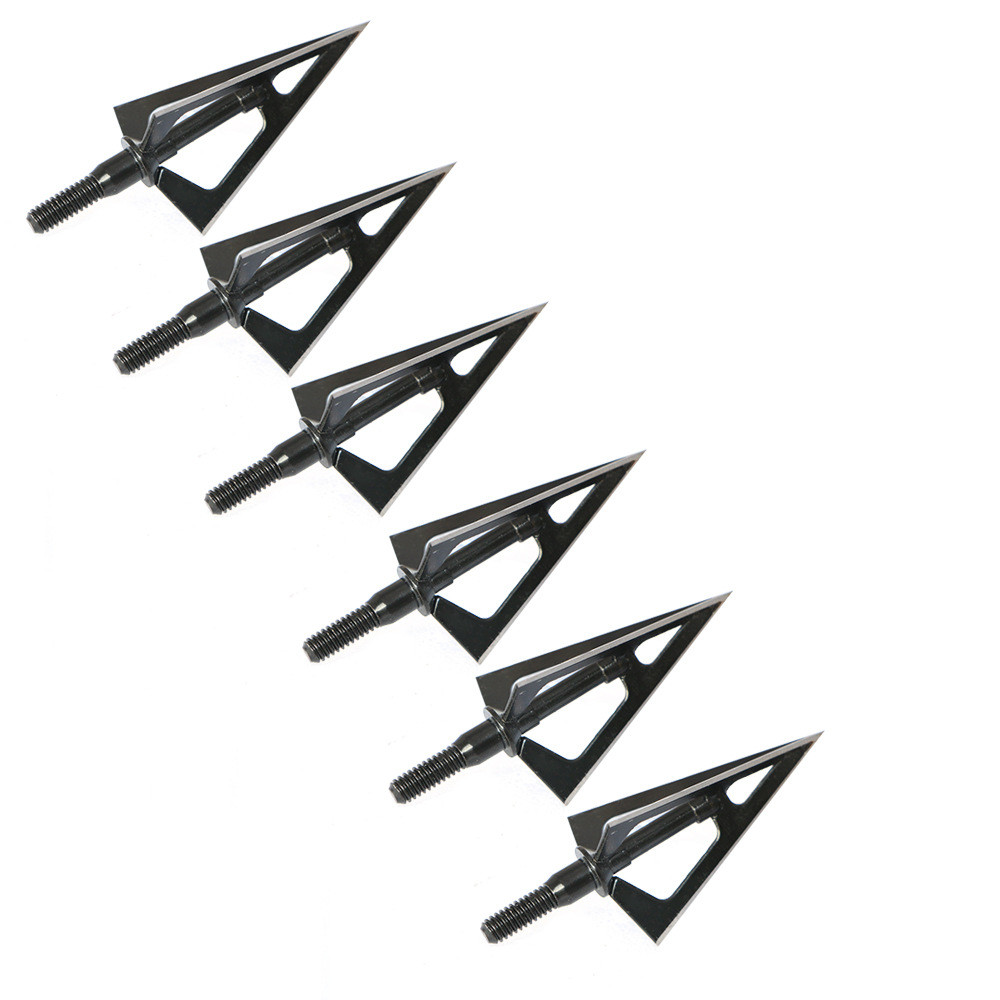 huwairen 6个装黑寡妇箭头户外野外复合反曲弓箭支螺纹三刀片箭头