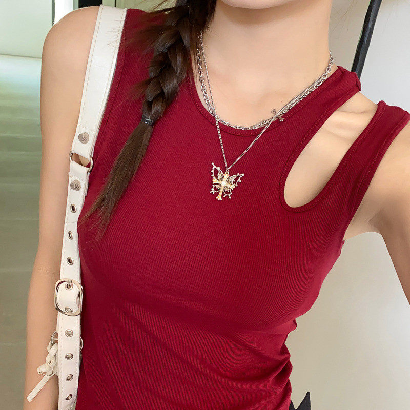 挂脖小女夏外穿2025新款美背带胸垫一体内搭打底红色,女装/女士精品,背心吊带,淘宝优惠券,粉丝福利购,淘宝优惠卷