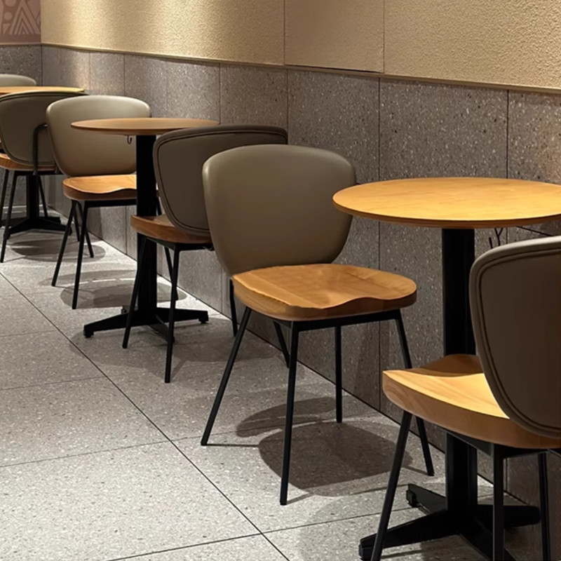 咖啡馆奶茶店食堂餐椅时尚简约原木拷贝椅子凳子