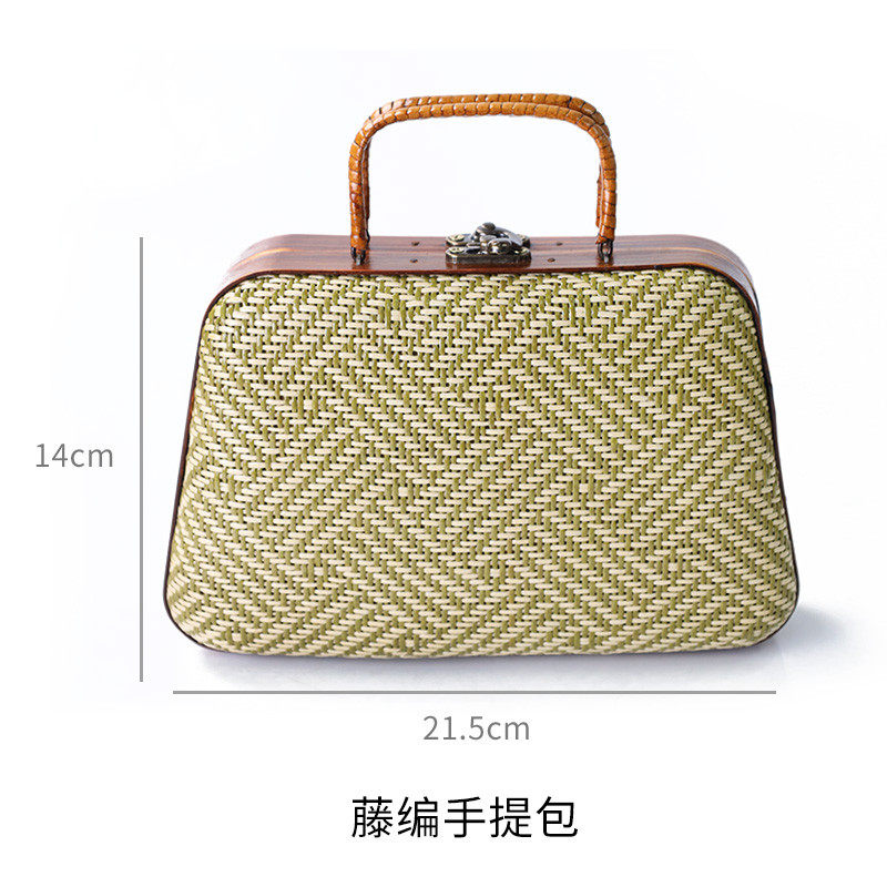 竹居小院梯形竹编包背带款手工制作竹制品居收纳竹节藤编手提包