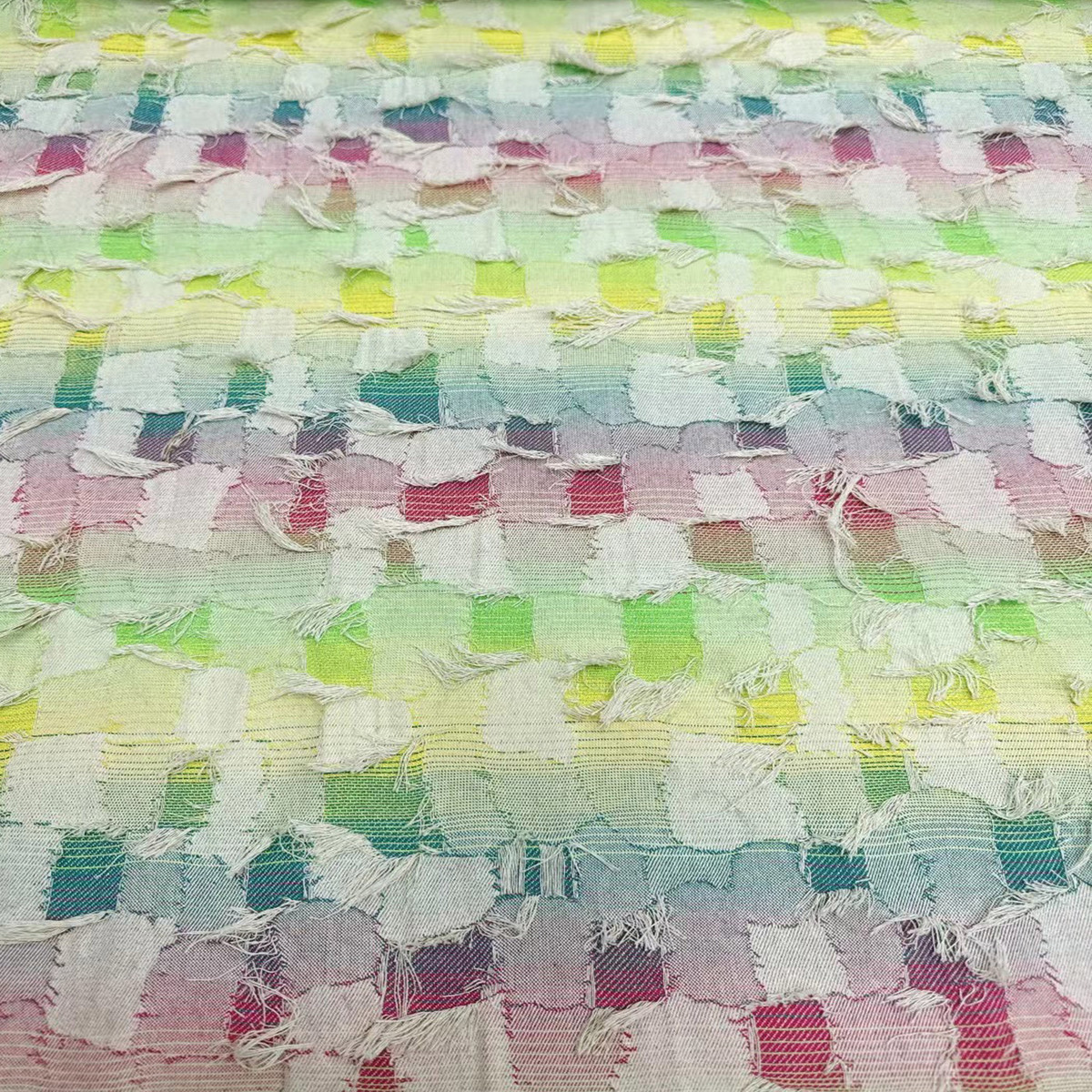 10支彩色包包提花牛仔面料棋盘格面料立体提花斜纹裤装鞋材