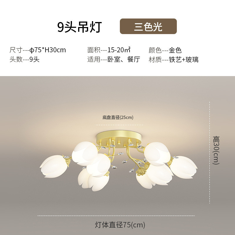 法式灯具风中古客厅花朵吊灯设计师样板房创意浪漫餐厅主卧室奶油