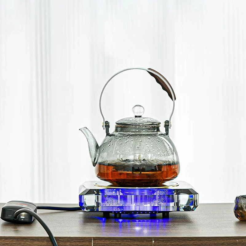 水晶电陶炉煮茶器耐热玻璃煮茶壶大容量蒸茶壶养生壶煮茶炉套装