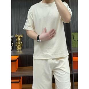 2025新款 短袖 套装 百搭青年纯色运动两件 时尚 夏季 极速男士 圆领薄款