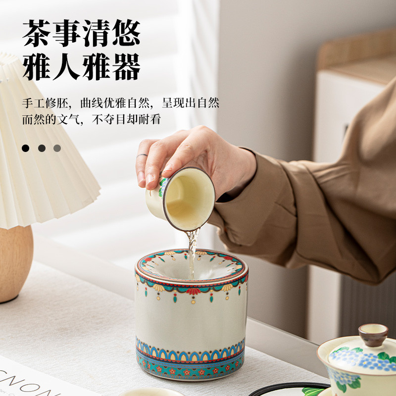 亨俊黄汝敦煌飞天烟灰缸客厅办公室建水茶渣缸渣桶废水缸茶道茶台