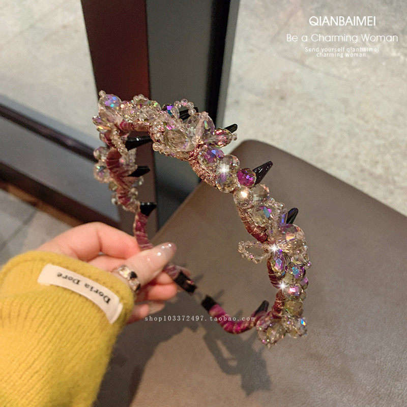 2024新款高级感头箍粉色水钻波浪发箍压发发夹高颅顶发卡个性头饰,饰品/流行首饰/时尚饰品新,发饰,淘宝优惠券,粉丝福利购,淘宝优惠卷