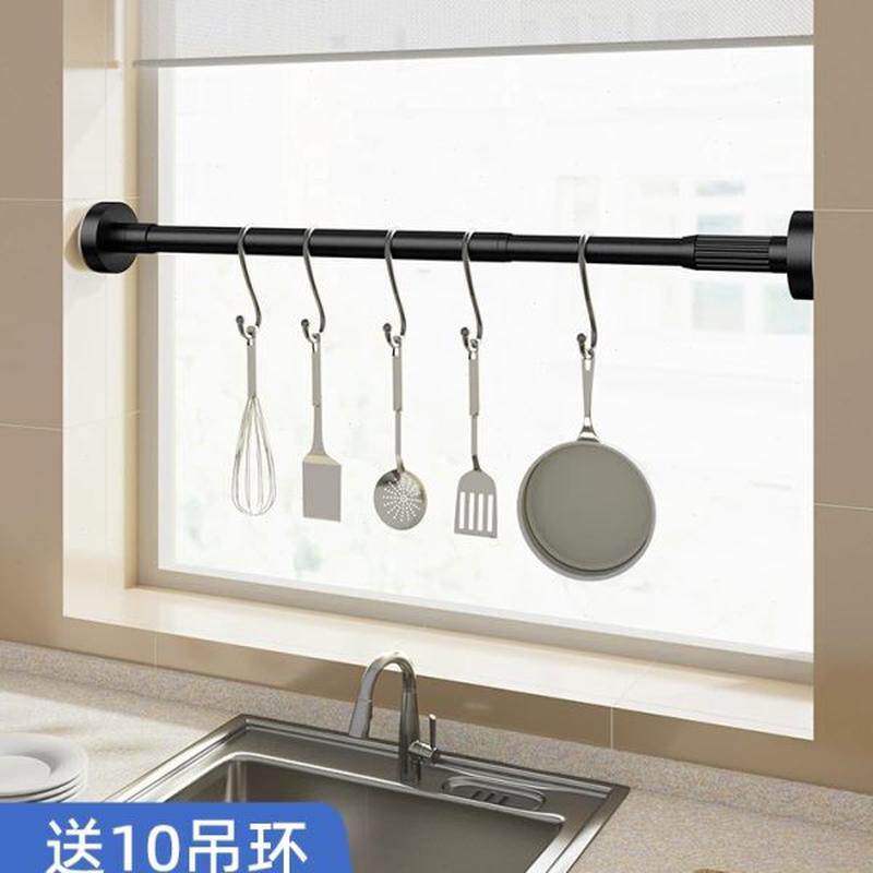 免打孔厨房置物架收纳架挂件挂杆收纳神器伸缩杆抹布壁挂式窗户