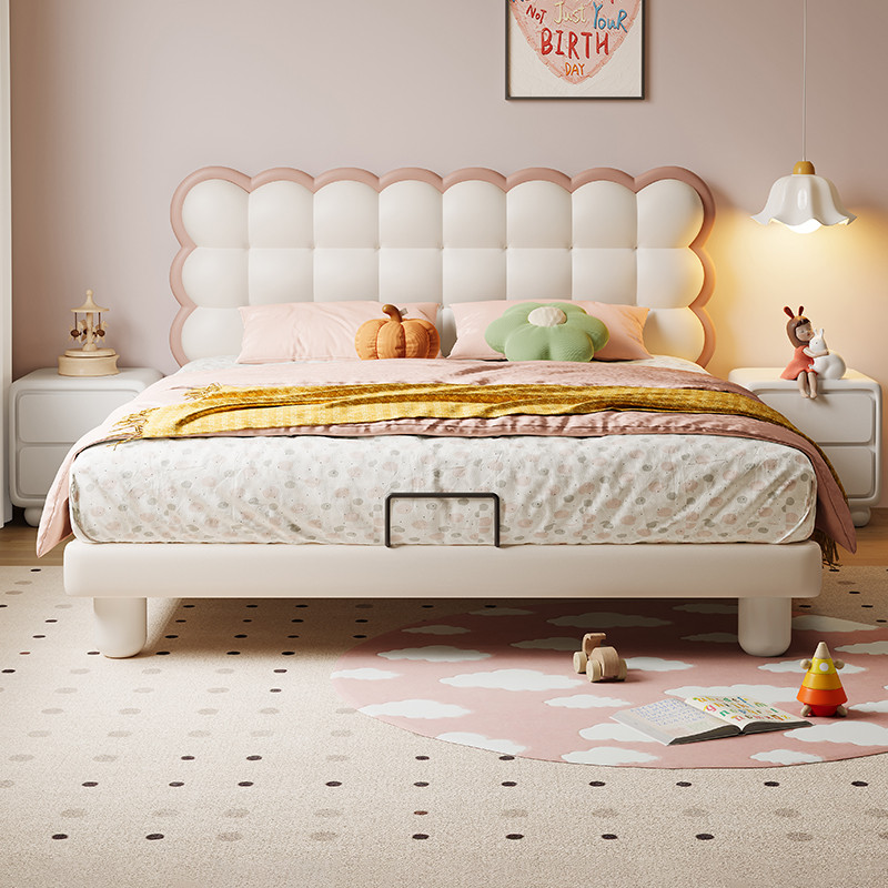 清晨森林儿童床女孩饼干泡芙床梦幻城堡女生床简约现代粉色女童床