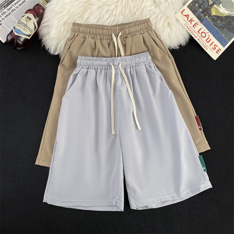 现货冰丝休闲短裤男潮牌速干大码日系宽松篮球运动跑步五分裤男生