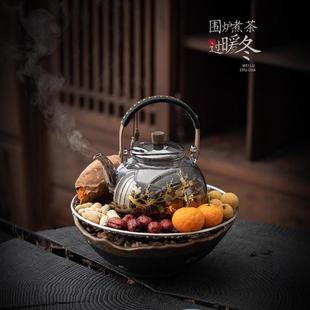 粗陶鎏煮茶器煮茶炉玻璃茶壶泡茶家用高端小型养生壶电陶炉