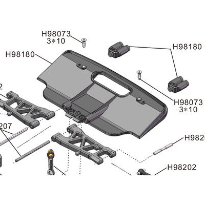 HN鸿诺H9802 配件1/10遥控电动平跑车前防撞 后扰流板H98180