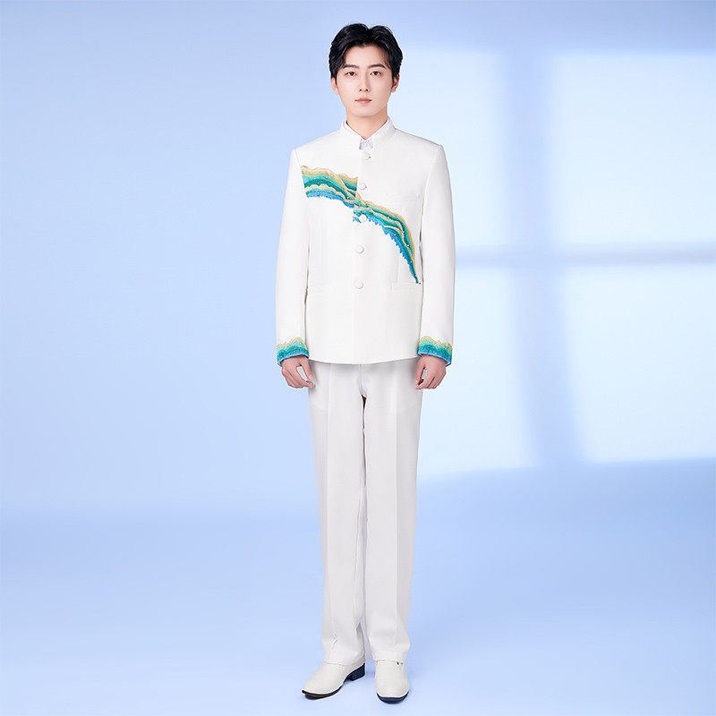 男士中山装演出服男歌手主持人舞台套装学生大合唱团表演礼服立领