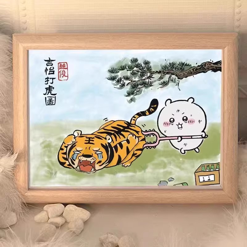 chiikawa乌萨奇周边摆件相框小八吉伊捕鱼可爱搞笑装饰挂画送朋友